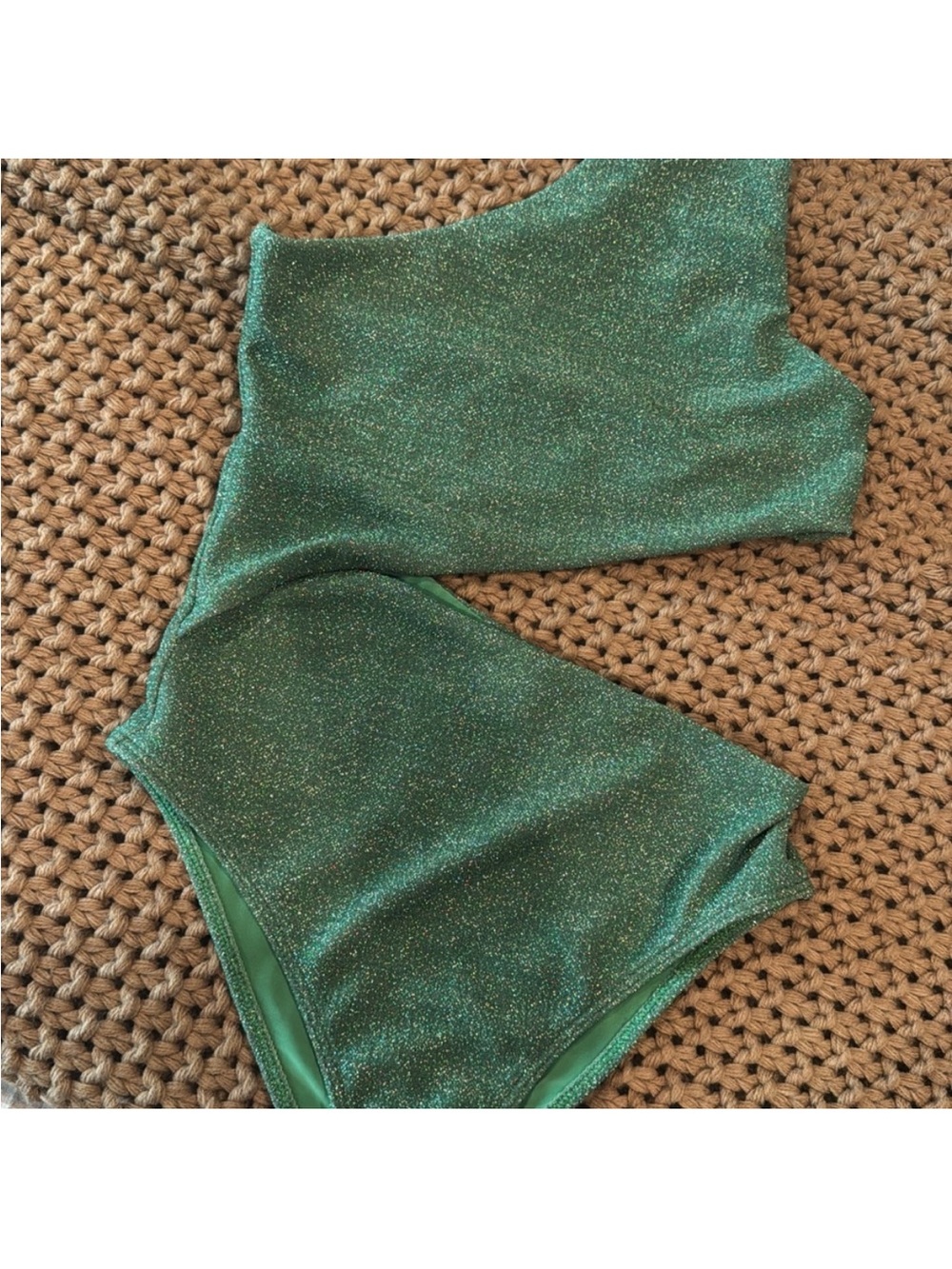 Beach Riot Anthropologie Free People Celine Emerald Green Sparkle Swimsuit *NEW* - Picture 3 of 3